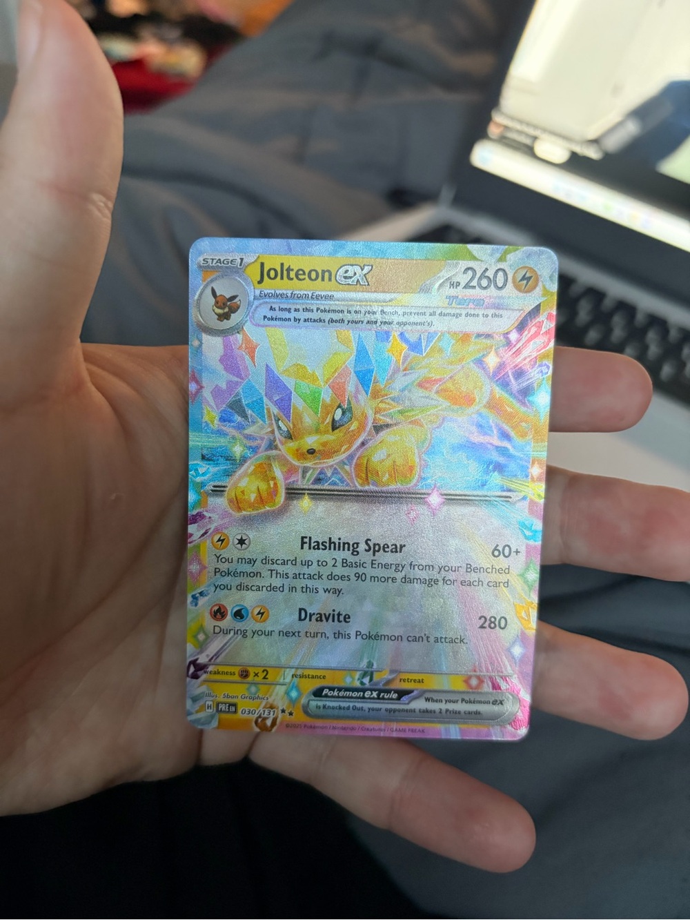 Jolteon ex Collectible Card - Yellow Holographic